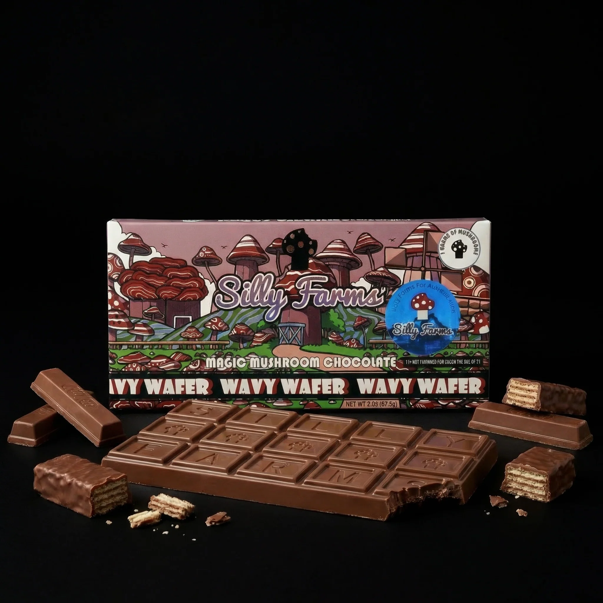 WAVY WAFER Silly Farms Mushroom Chocolate 7g Bar